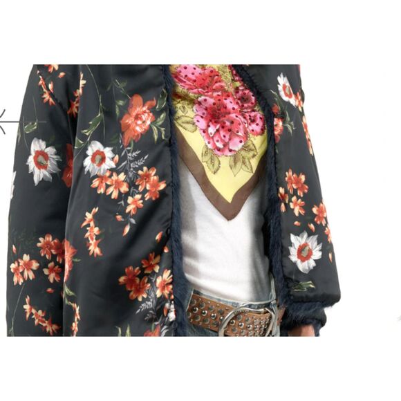 Aratta Gotha Reversible Faux Fur/Floral Jacket - Size XL - NWT - Picture 7 of 9
